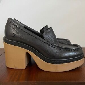 Zodiac Dorit Black Leather Platform Loafer Chunky Slip On Loafer Women's 8